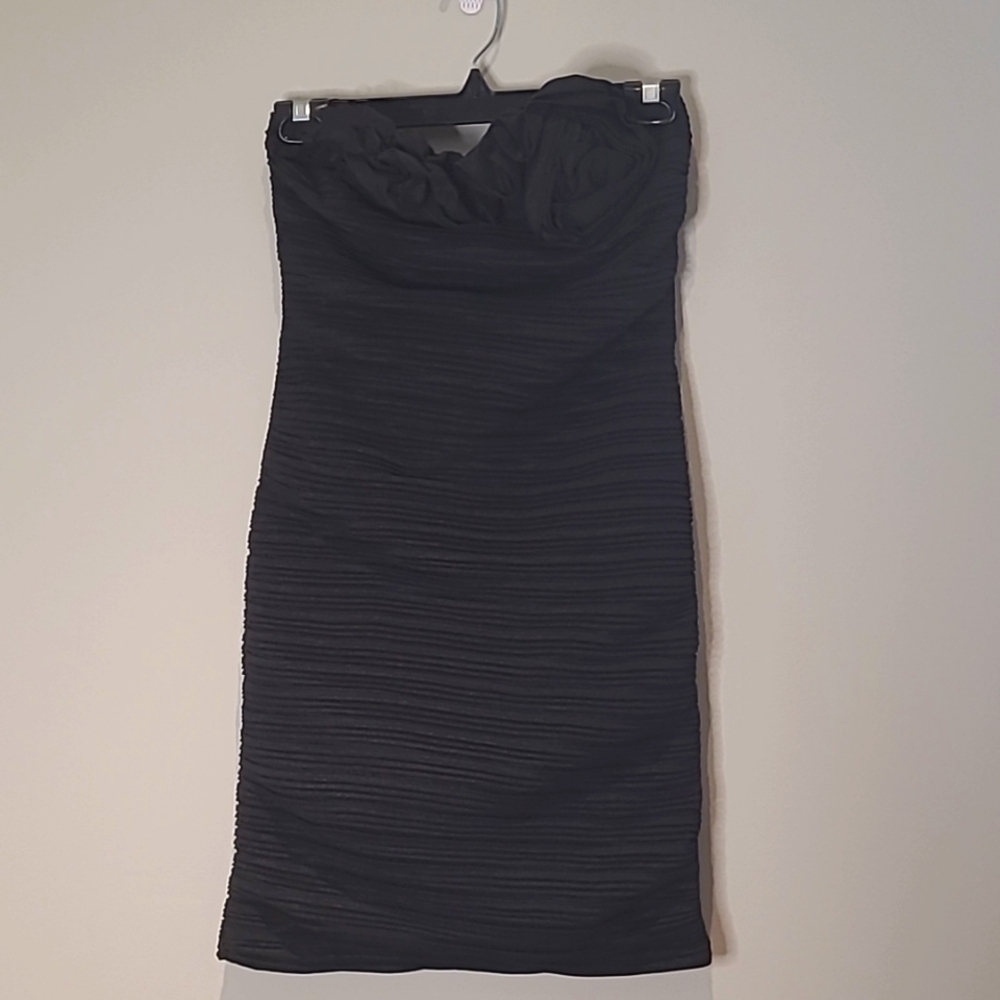 Impress Black Strapless Bodycon Dress with Rosette - Size M